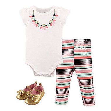 Little Treasure Sparkle Bodysuit, Pant, and Shoe Set. View a larger version of this product image.