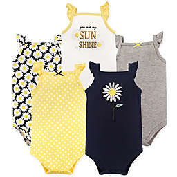 Hudson Baby® 5-Pack Daisy Flutter Sleeve Bodysuits in Yellow