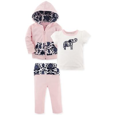 Yoga Sprout 3-Piece Elephant Hoodie, T-Shirt, and Pant Set