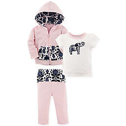Yoga Sprout 3-Piece Elephant Hoodie, T-Shirt, and Pant Set