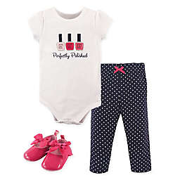 Little Treasure Perfectly Polished Bodysuit, Pant, and Shoe Set in Navy