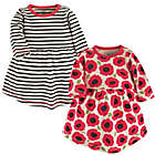 Alternate image 0 for Touched by Nature 2-Pack Poppy Long Sleeve Organic Cotton Dresses in Black/Red