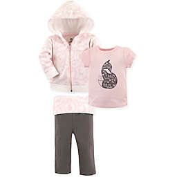 Yoga Sprout Size 3-Piece Fox Hoodie, T-Shirt, and Pant Set in Pink/Brown