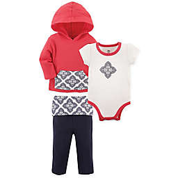 Yoga Sprout 3-Piece Clover Jacket, Bodysuit, and Pant Set in Fuchsia