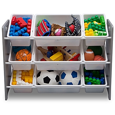 Grey/ Delta Children Kids Toy Storage Organizer With 12 Plastic Bins Grey/Blue 