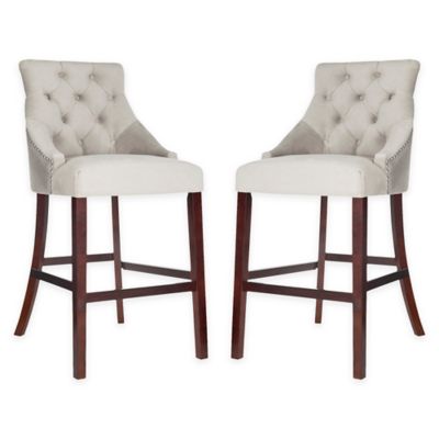 Safavieh Velvet Upholstered Barstools, Tufted Bar Stools With Arms