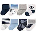 Alternate image 0 for Luvable Friends&reg; Size 6-12M 8-Pack Basic Cuff Socks in Nautical Blue