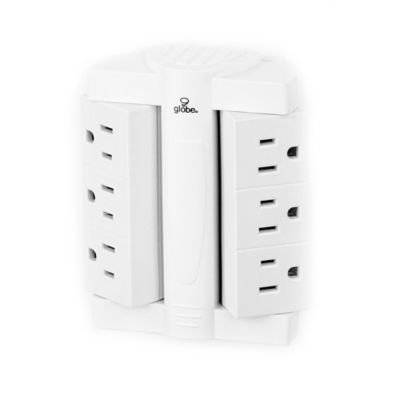 Globe Electric 6-Outlet Swivel Surge Protector Wall Tap in White