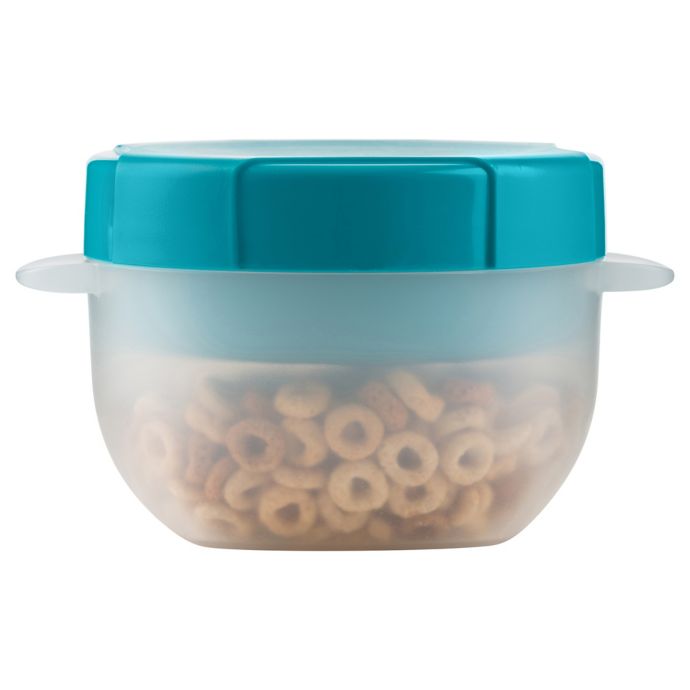 Trudeau 17 Oz. 2Piece Milk and Cereal Container in Tropical Blue Bed