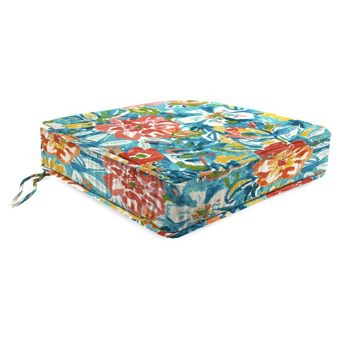 Jordan Manufacturing Outdoor Tapered Boxed Edge Chair Cushion in Blue