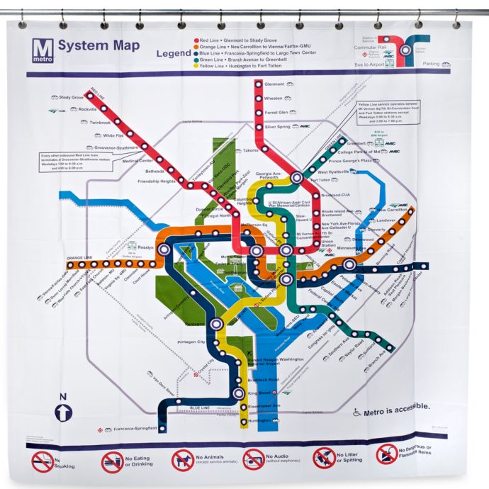 dc metro map shower curtain Washington Dc Transit Map Peva 72 Inch X 72 Inch Shower Curtain dc metro map shower curtain