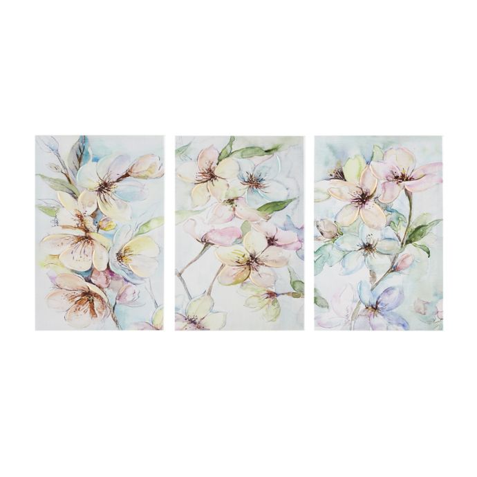 Madison Park Nectar Florals 18Inch x 36Inch 3Panel Canvas Triptych Wall Art Bed Bath & Beyond