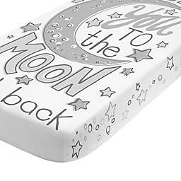 NoJo® "Love You to the Moon and Back" Fitted Crib Sheet in Grey
