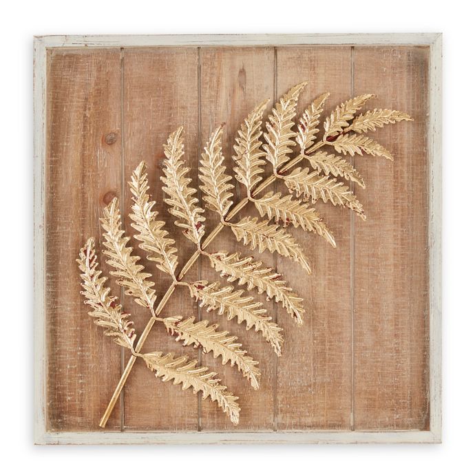 Madison Park Right Facing Fern Leaf Metal/Wood Wall Art in