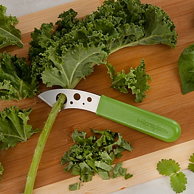 Microplane&reg; Swift Strip Herb and Kale Stripper and Trimmer in Green. View a larger version of this product image.