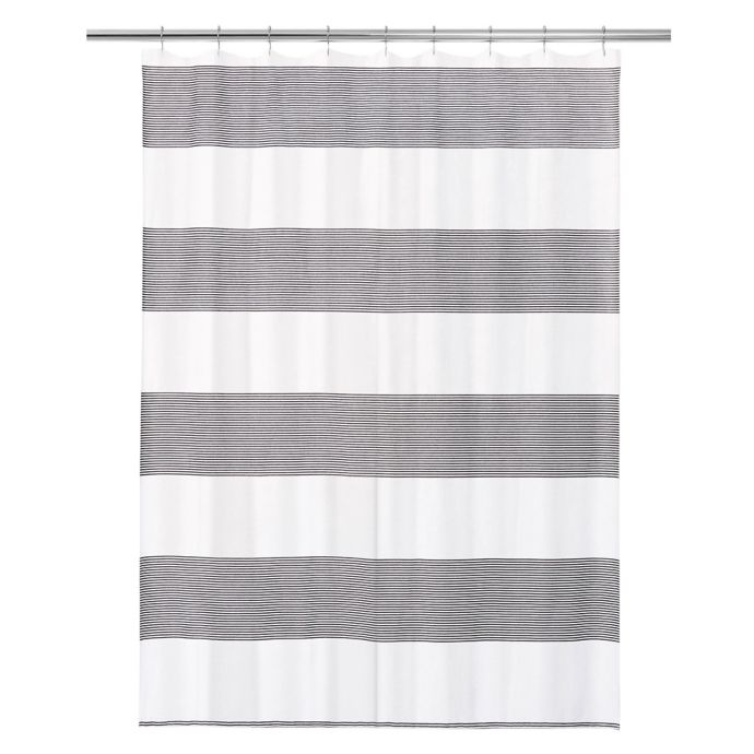 Calvin Klein Donald Shower Curtain in White/Black | Bed Bath and Beyond