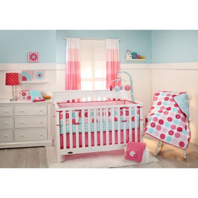 pink and aqua crib bedding