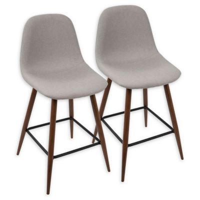 LumiSource&reg; Metal Upholstered Barstools in Brown/Grey (Set of 2)
