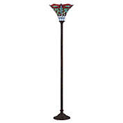 JONATHAN Y&trade; Dragonfly Torchiere LED Floor Lamp with Tiffany Glass Shade