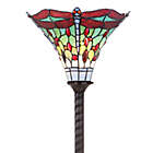 Alternate image 4 for JONATHAN Y&trade; Dragonfly Torchiere LED Floor Lamp with Tiffany Glass Shade