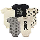 Alternate image 0 for Yoga Sprout Size 0-3M 5-Pack Bear Hugs Bodysuits in Black