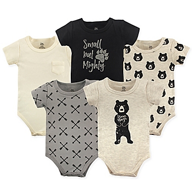 Yoga Sprout Size 0-3M 5-Pack Bear Hugs Bodysuits in Black. View a larger version of this product image.