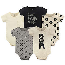 Yoga Sprout 5-Pack Bear Hugs Bodysuits in Black