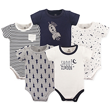 Yoga Sprout Size 6-9M 5-Pack Shoot for the Moon Bodysuits in Grey. View a larger version of this product image.