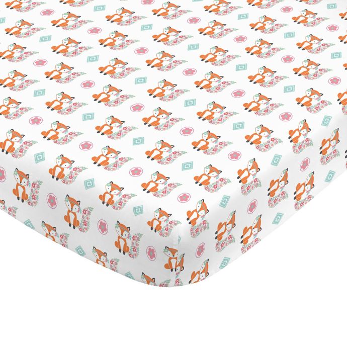 Nojo Aztec Mix And Match Fox Print Fitted Crib Sheet In Orange