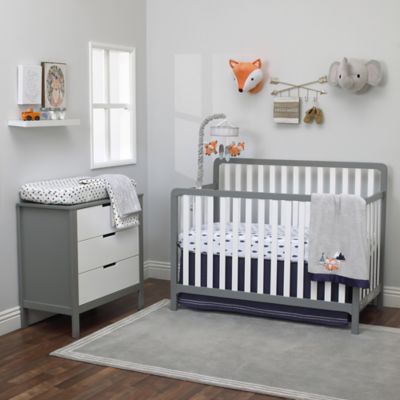 navy and grey nursery bedding