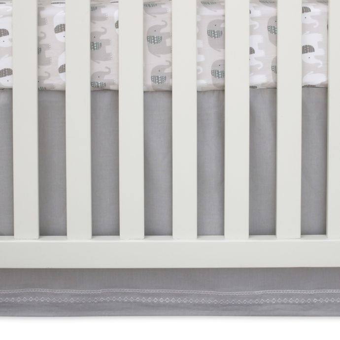 Nojo Aztec Mix Match Solid Embroidered Crib Skirt In Grey Bed