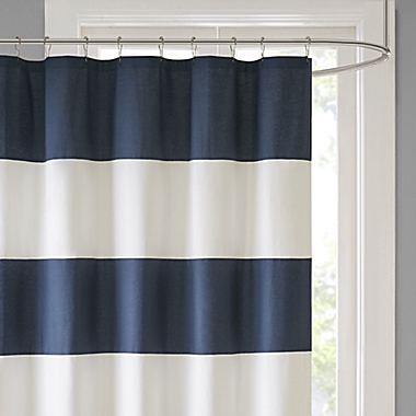 Parker Stripe Shower Curtain in Navy. View a larger version of this product image.