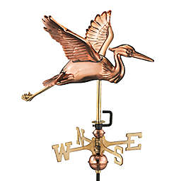 Good Directions Blue Heron Garden Weathervane with Pole in Polished Copper