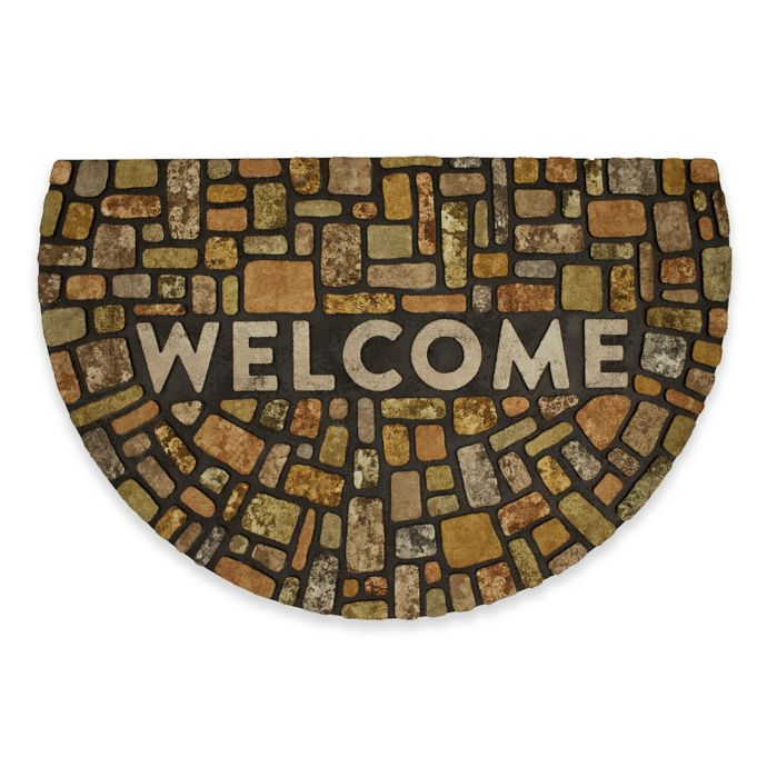 Mohawk Home 23" x 35" Modern Rock HalfRound Door Mat in Brown