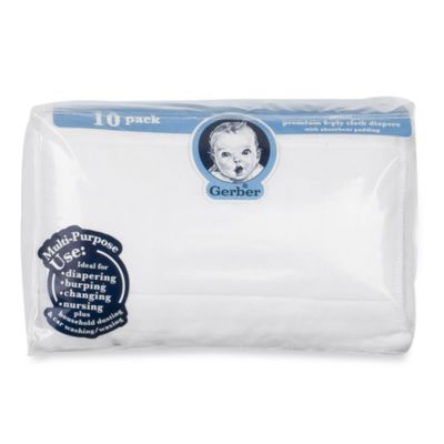 Gerber&reg; 10-Pack Gauze Prefolded Cotton Diapers with Pads