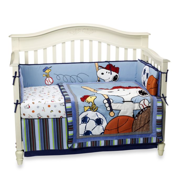 Lambs Ivy Team Snoopy 4 Piece Crib Bedding Set Buybuy Baby