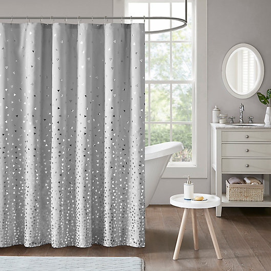 Alternate image 1 for Intelligent Design Zoey Shower Curtain in Grey/Silver