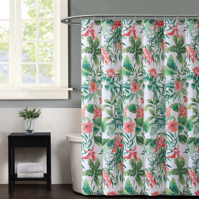 Christian Siriano Tropicalia Fabric Floral Shower Curtain Palm