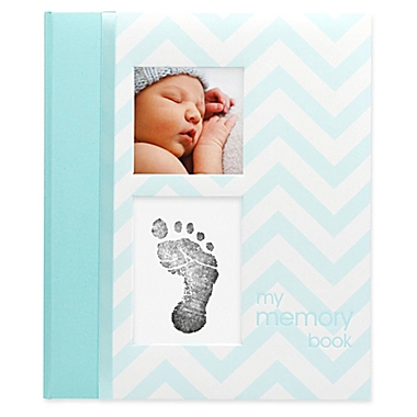 Pearhead&reg; Chevron &quot;My Memory Book&quot; Baby Book in Aqua. View a larger version of this product image.