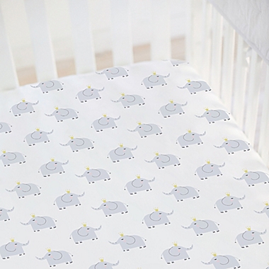 Hello Spud Elephant Organic Cotton Jersey Fitted Crib Sheet in Grey. View a larger version of this product image.