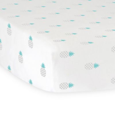 Hello Spud Pineapple Organic Cotton Jersey Fitted Crib Sheet in Grey
