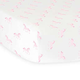 Hello Spud Unicorns Organic Cotton Jersey Fitted Crib Sheet in Pink
