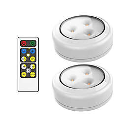 Brilliant Evolution 3.38-Inch LED Wireless Puck Lights with Remote (Set of 2)