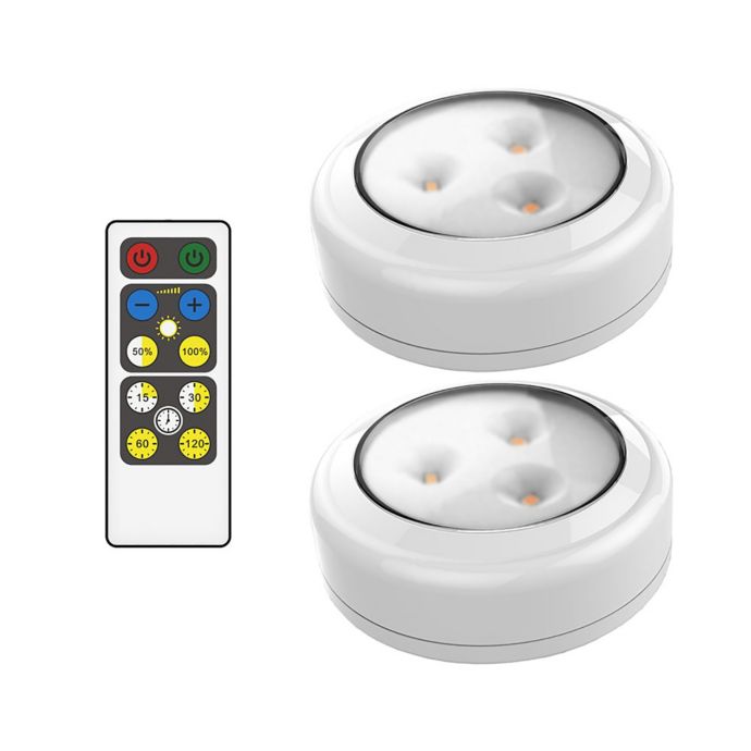 Brilliant Evolution 3 38 Inch LED Wireless Puck Lights With Remote Set Of 2