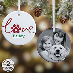 Love Has 4 Paws 2-Sided Dog Glossy Photo Christmas Ornament