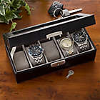 Alternate image 1 for Leather 5 Slot Initial Monogram Watch Box in Black