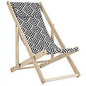 Safavieh Rive Foldable Sling Chair in White/Navy