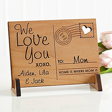 Sending Love To Mom/Dad Wood Postcard. View a larger version of this product image.