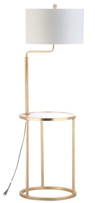 Light Floor Lamp Side Table in Gold 