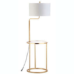 Safavieh Crispin 1-Light Floor Lamp Side Table in Gold